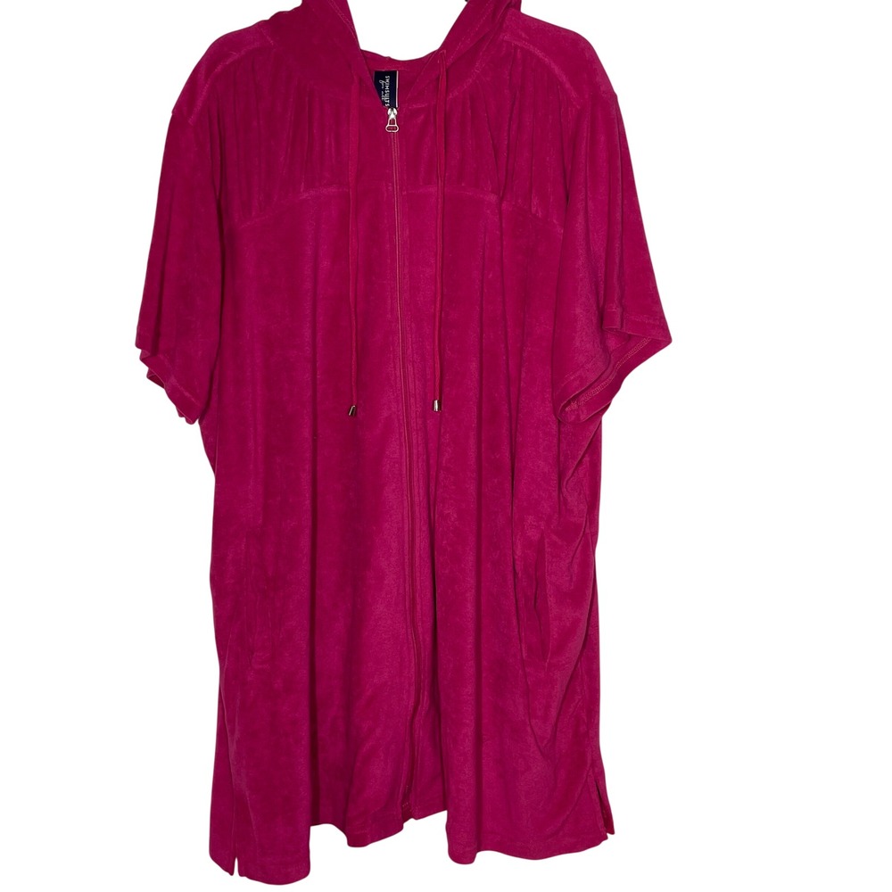 Swimsuits for All Terry Cloth Full Zip Hooded Swim Coverup Sz 26/28 Pockets